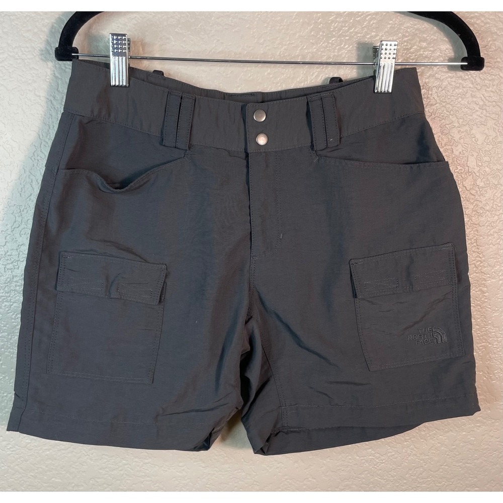 The North Face Womens 4 Cargo Shorts Gray Hiking Outdoor Lightweight Nylon